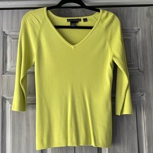 ZIANI COUTURE - Lime Green Ribbed Top with Silver Square Accents on Sleeves
